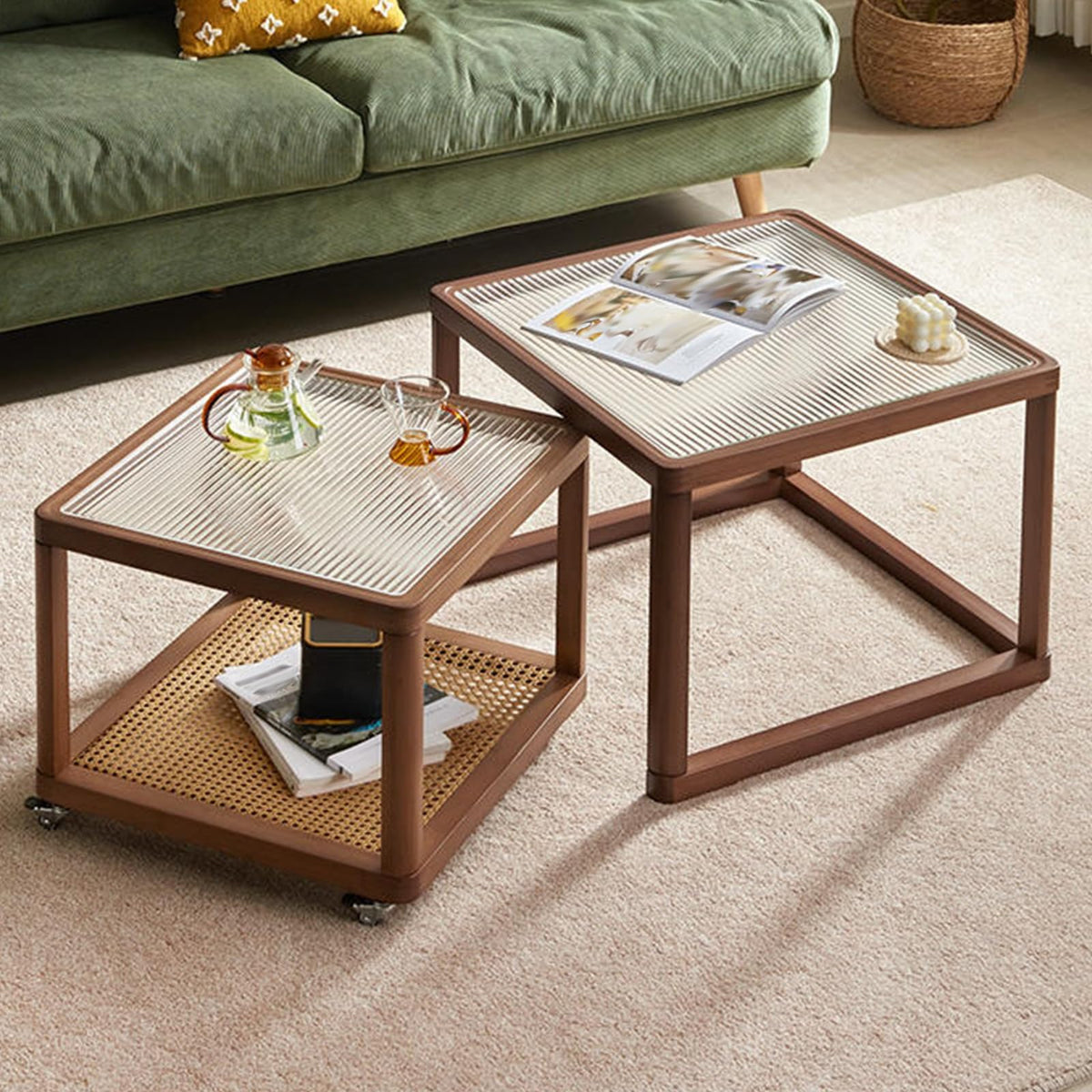 Square Glass Coffee Table Set of 2 G1050