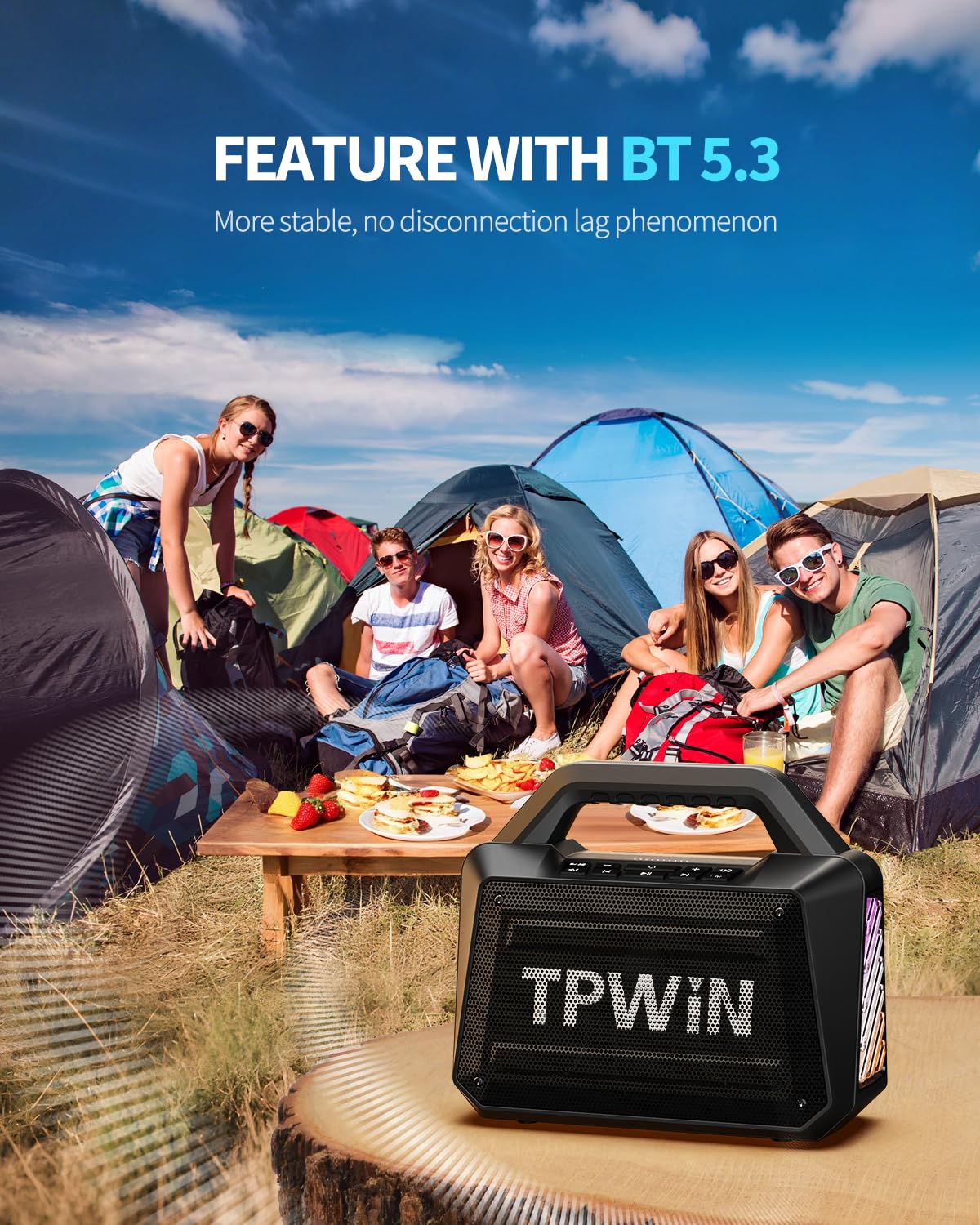 80W IPX6 Waterproof Portable Bluetooth Speaker C682684