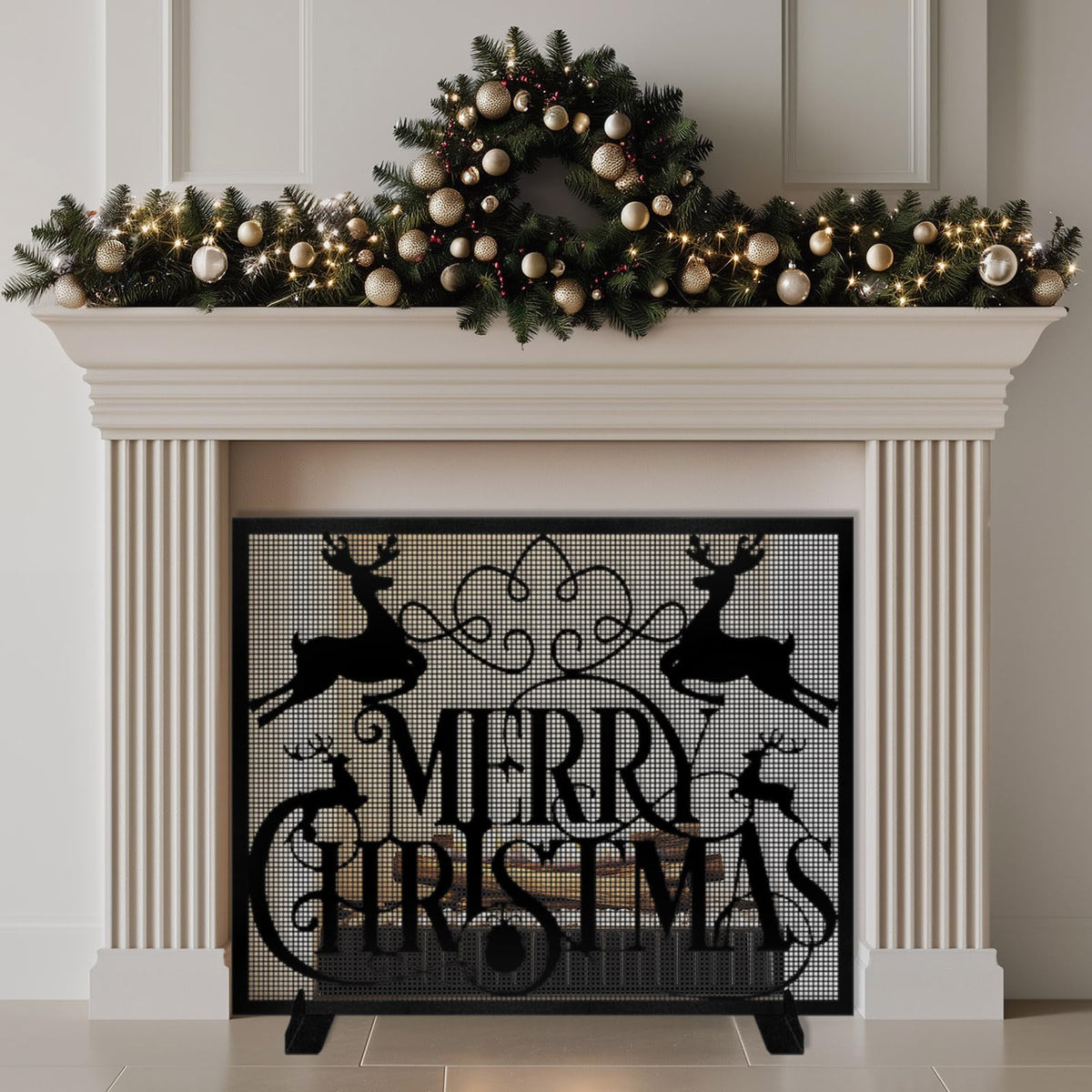 Christmas Fireplace Screen Q405
