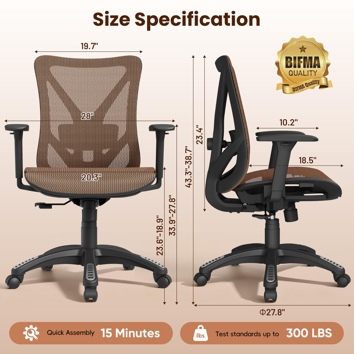 Ergonomic Mesh Office Chair with Adjustable Lumbar Support E2127
