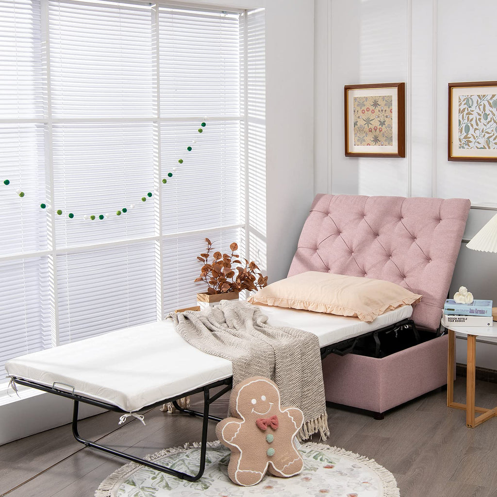 Pink Convertible Sleeper Chair with Mattress L957429