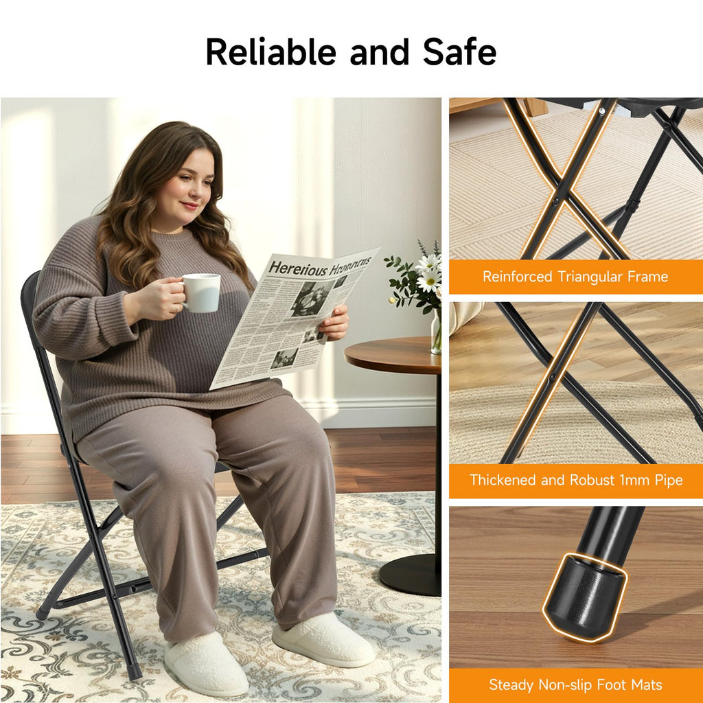 Folding Chairs 10 Pack 550LBS Capacity Heavy Duty Black G577537