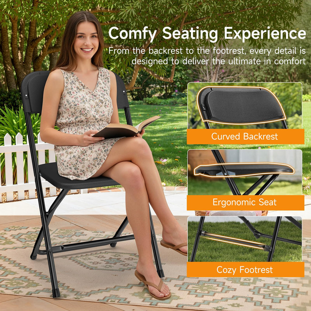 Folding Chairs 10 Pack 550LBS Capacity Heavy Duty Black G577537