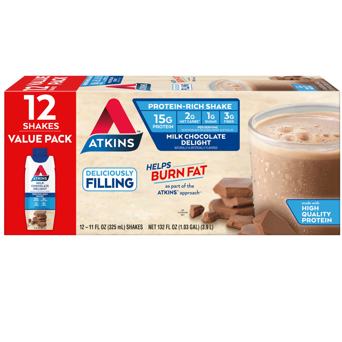 Milk Chocolate & Dark Chocolate Protein Shake, 15g Protein, 12 Count Z218432