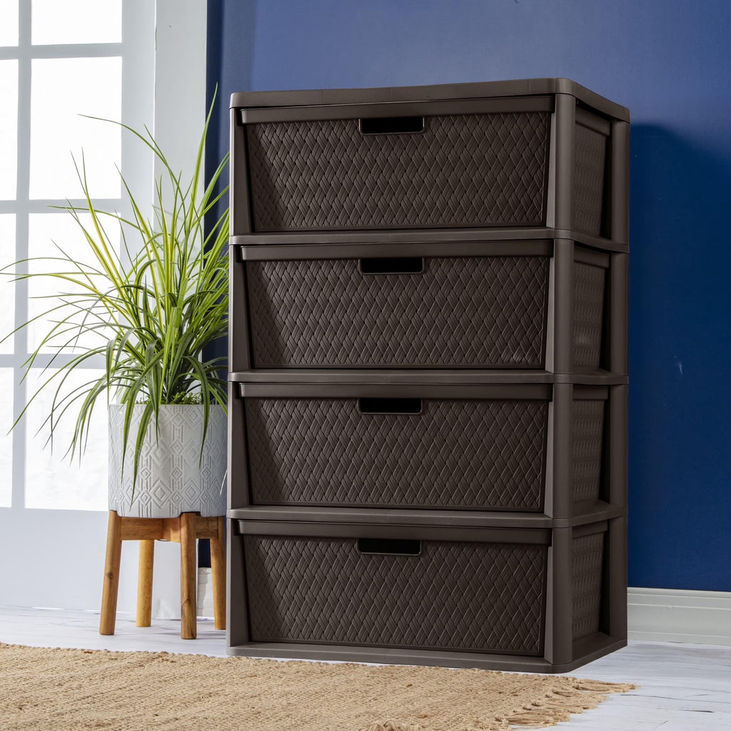 Brown 4 Drawer Plastic Storage Organizer T932