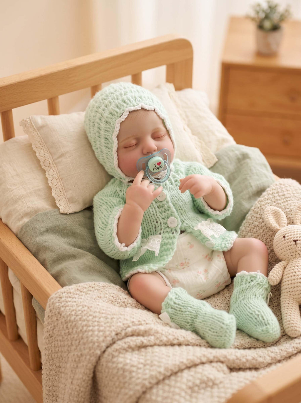 20-Inch Sleeping Reborn Baby Doll with Knitted Hat M80448