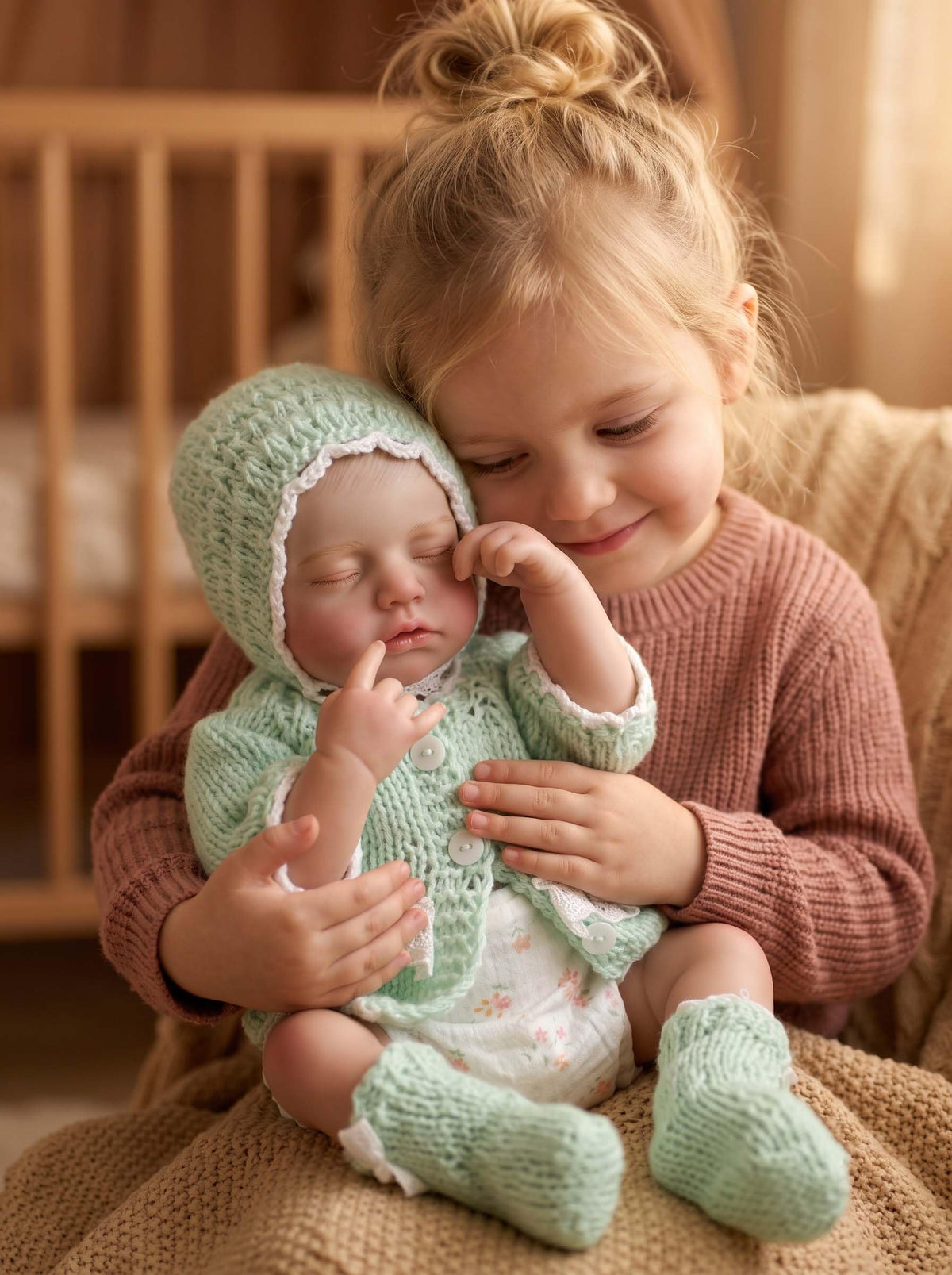 20-Inch Sleeping Reborn Baby Doll with Knitted Hat M80448