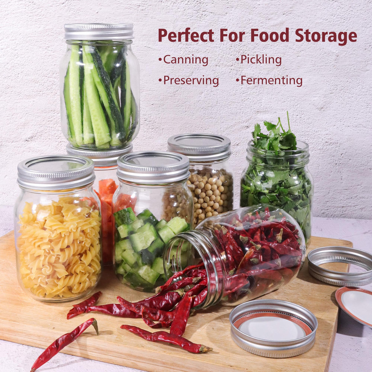 16 oz Mason Jars with Lids and Bands, 15 Pack U7949