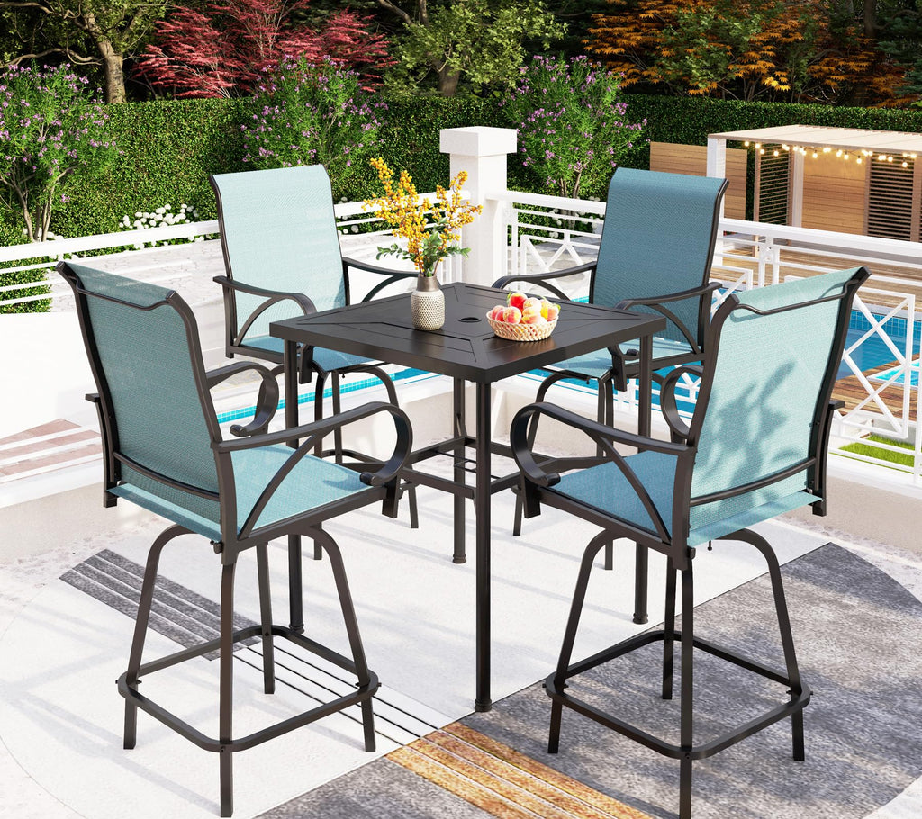 Swivel Metal Bar Stools and Table Set for 4 G664
