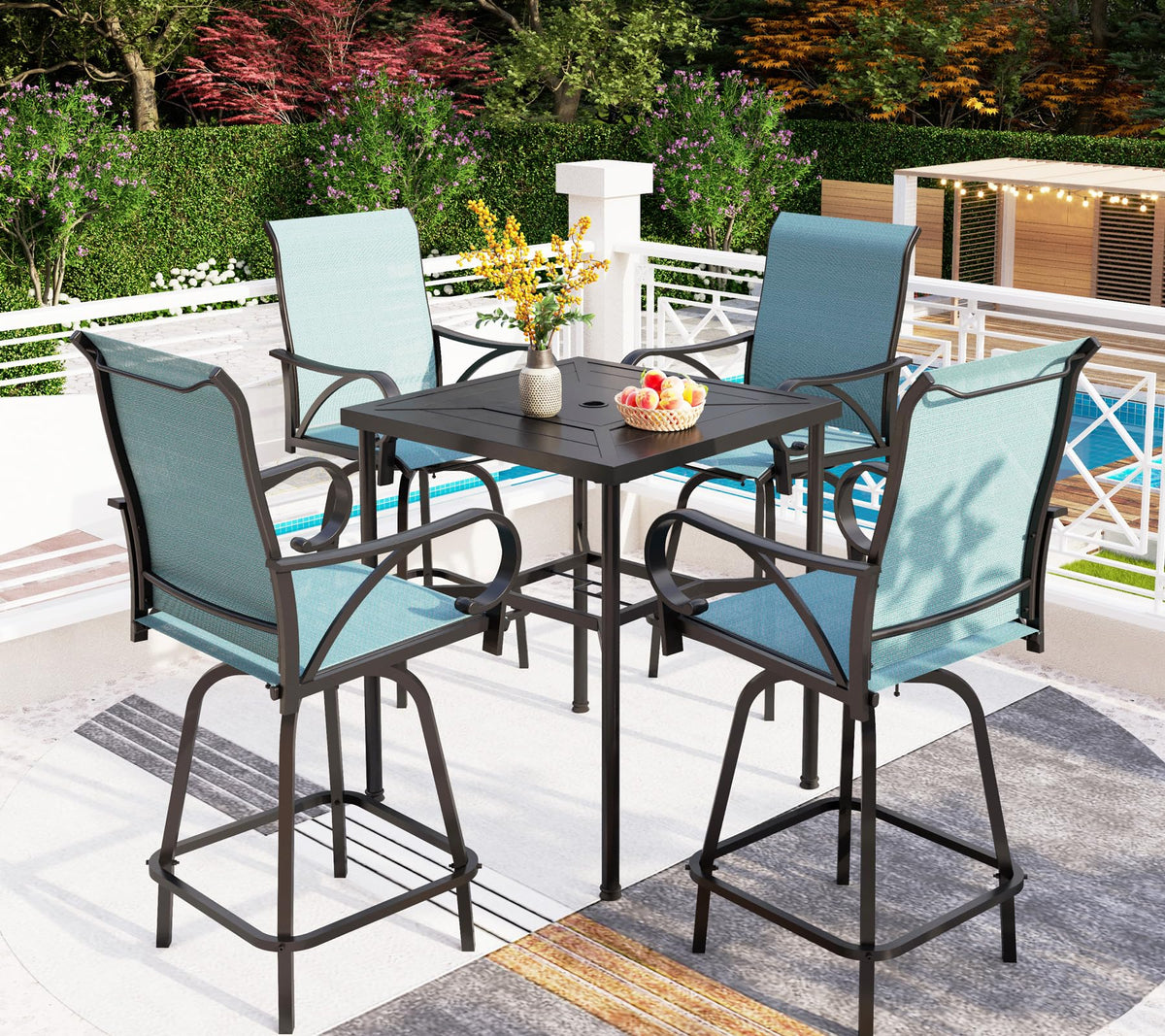 Swivel Metal Bar Stools and Table Set for 4 G664