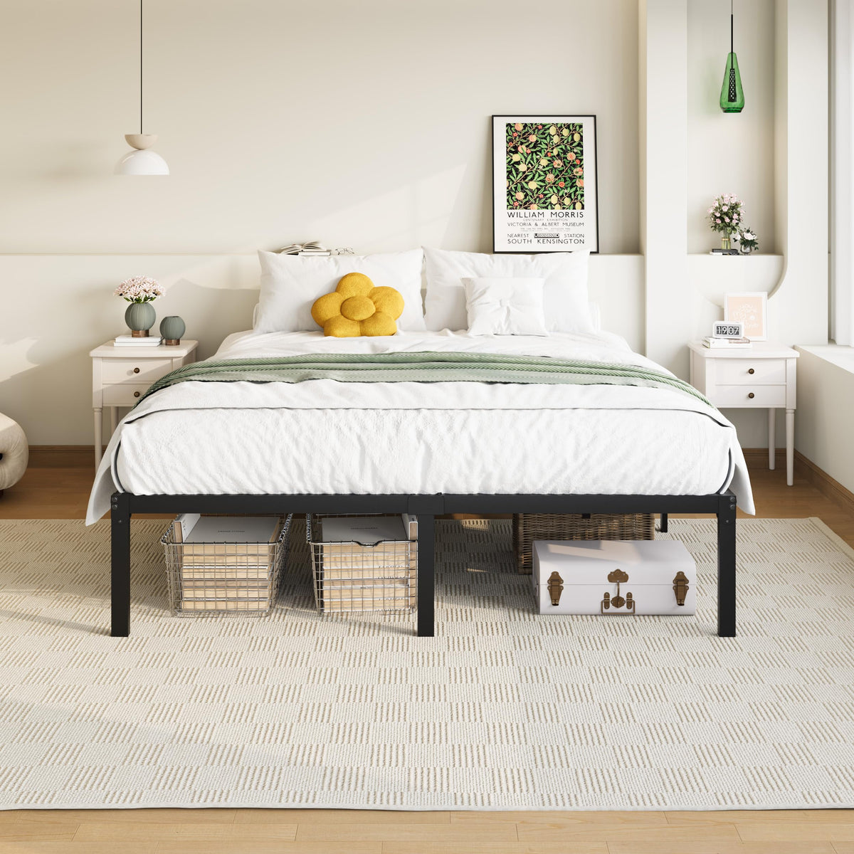 Queen 14 inch Metal Bed Frame with Storage Space C294