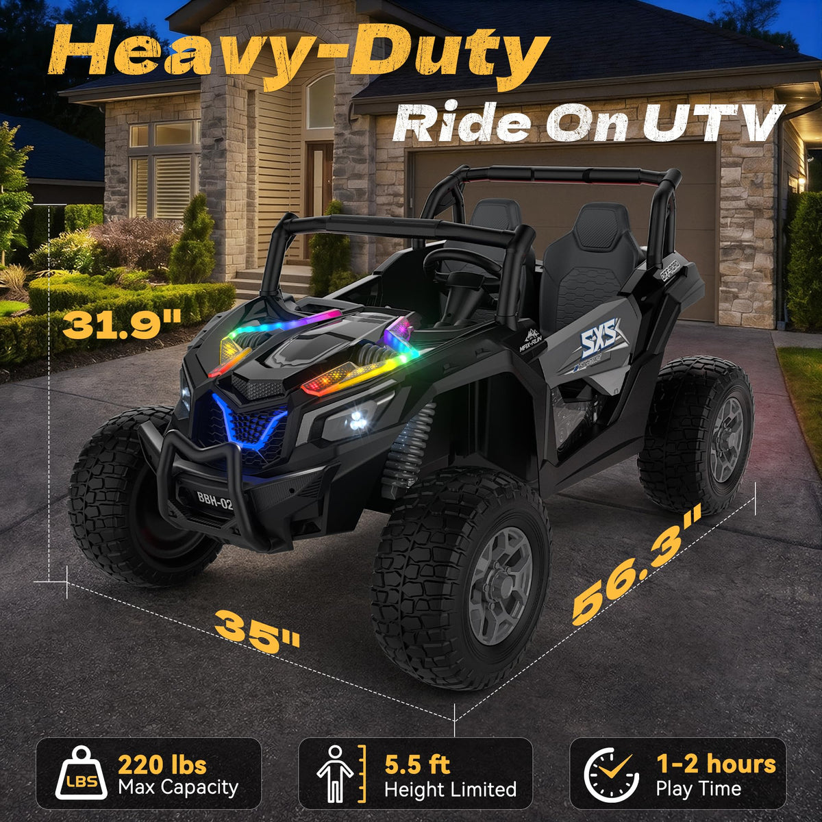24V Ride on Toys for Big Kids 3-14, Black Q335