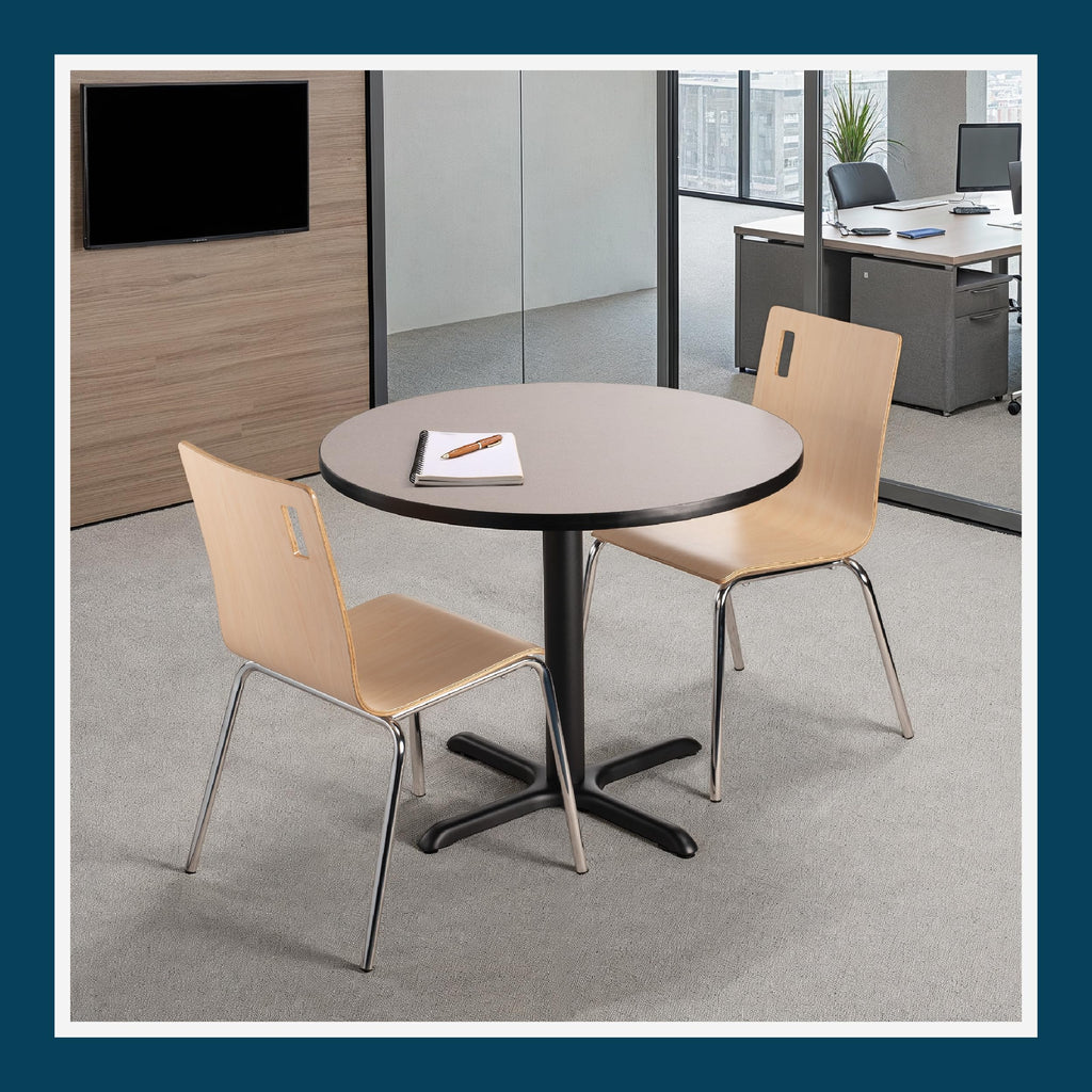 Round 36 in Diameter 30 in Dining Height Black Frame Gray Laminate Cafe Table I511374