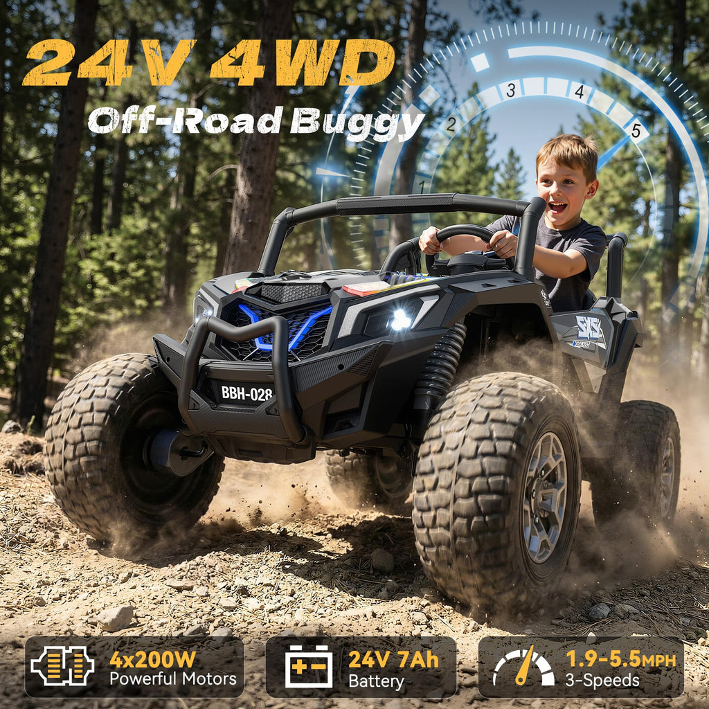 24V Ride on Toys for Big Kids 3-14, Black Q335