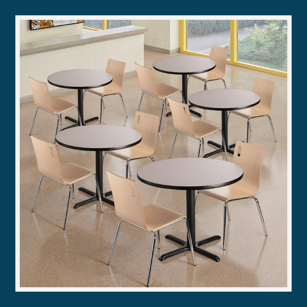 Round 36 in Diameter 30 in Dining Height Black Frame Gray Laminate Cafe Table I511374
