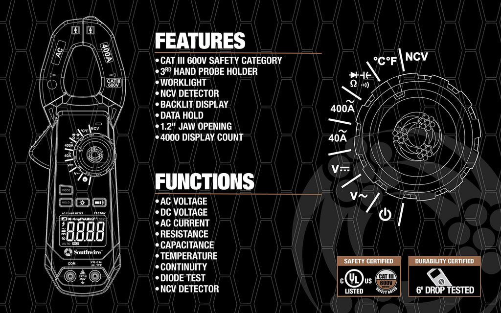400A AC Clamp Meter with Voltage Tester V142