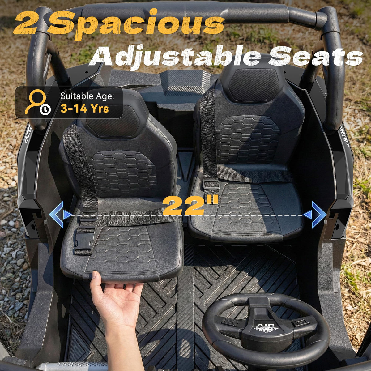 24V Ride on Toys for Big Kids 3-14, Black Q335