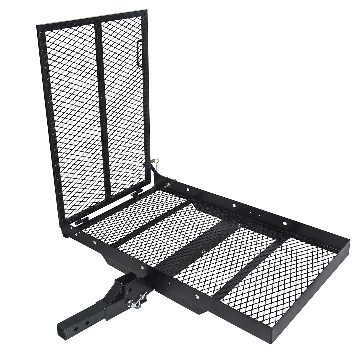 46.2 X 26.8 X 38.7 Inch Foldable Hitch Cargo Carrier with Ramp 500 Lbs L2719