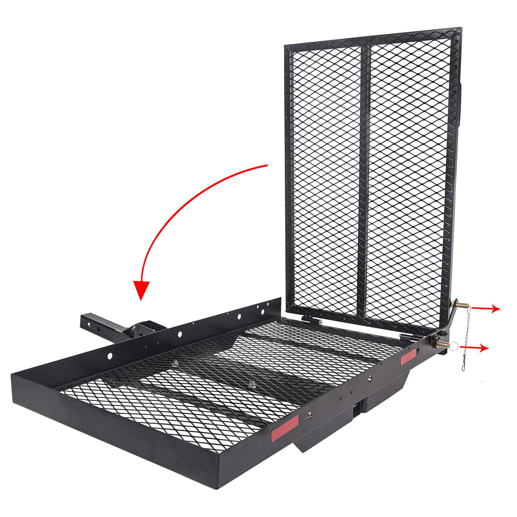 46.2 X 26.8 X 38.7 Inch Foldable Hitch Cargo Carrier with Ramp 500 Lbs L2719