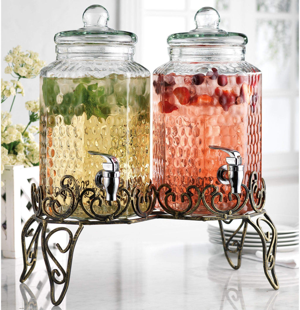 1 Gallon Glass Beverage Dispenser with Spigot Set of 2 H482464